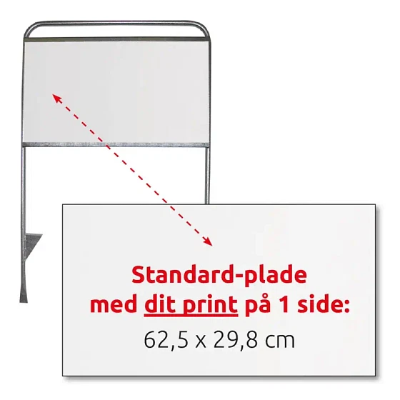 Plade med print på 1 side, 62,5 x 29,8 cm til Estate Sign Standard