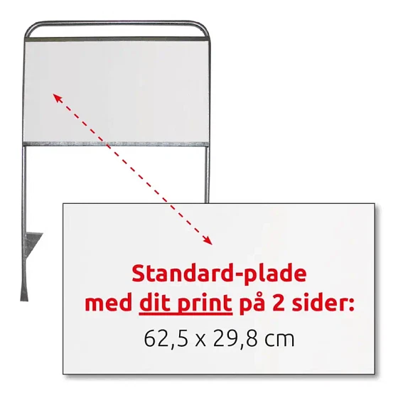 Plade med print på 2 sider, 62,5 x 29,8 cm, til Estate Sign Standard