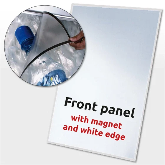 APET frontplade med magnet 72,7 x 102,7 mm med trykt hvid kant