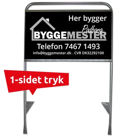 Estate Sign Standard, mæglerskilt, med plade og print på 1 side