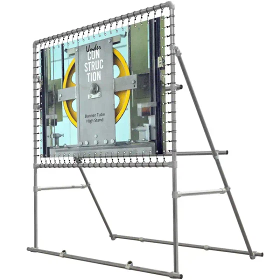 Banner Tube High Stand, fritstående ramme af alurør 0,3 mm / Ø 48 mm - 150 x 100 cm 