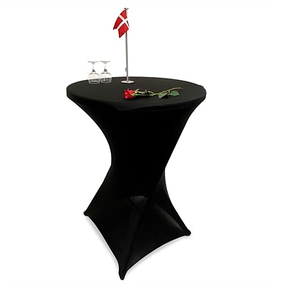 Event table rundt Ø 80cm - højde 110cm, hvid plade med stål stel med Elastisk Sort dug