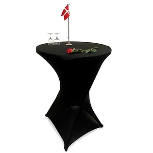 Event table rundt Ø 80cm - højde 110cm, hvid plade med stål stel med Elastisk hvid dug