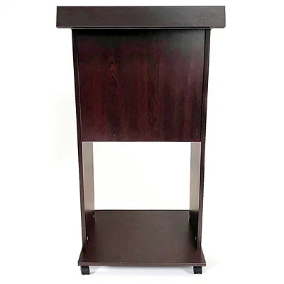 Wood Podium, talerstol i sort træ med med 4 hjul