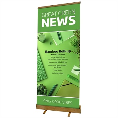 Bambus Roll-up, enkeltsidet, 85 x 200 cm, med banner og print