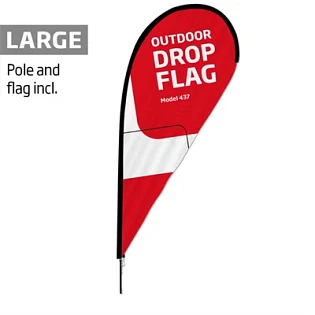 Udendørs dråbeformet flag, Large, med sort stang og flag
