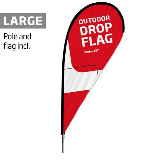 Udendørs dråbeformet flag, Large, med sort stang og flag