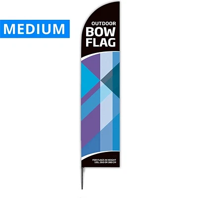 Beachflag, Outdoor Bow Flag, sort stang, Medium, inkl. flag