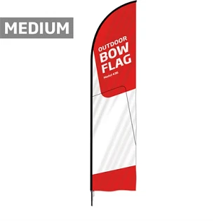 Beachflag, Outdoor Bow Flag, sort stang, Medium, inkl. flag