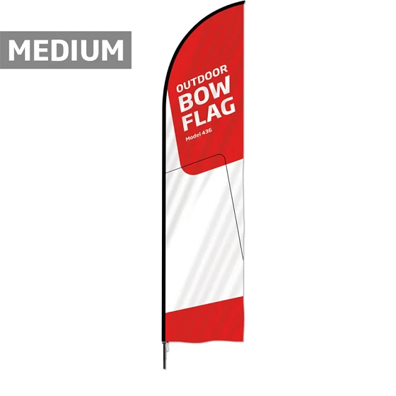 Beachflag, Outdoor Bow Flag, sort stang, Medium, inkl. flag