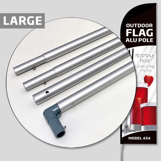 Beachflag, Outdoor Bow Flag, alu pole, Large (uden fod og flag)