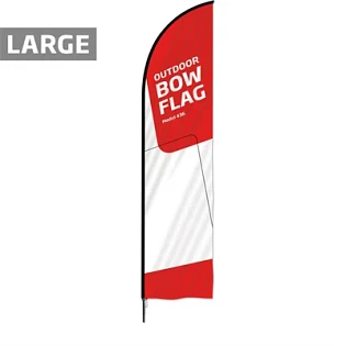 Beachflag, Outdoor Bow Flag, sort stang, Large, inkl. flag