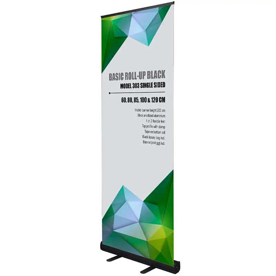 Basic Roll-up, sort, enkeltsidet, inkl. banner og print