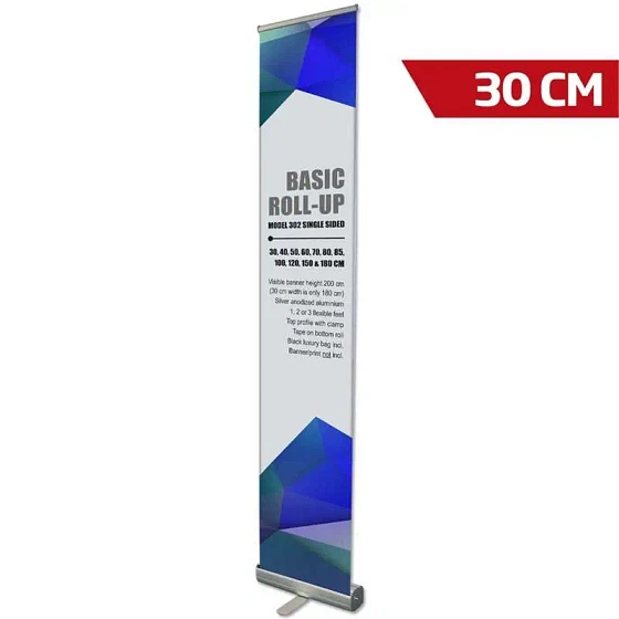 Basic Roll-up kassette, enkeltsidet, alu/sølv, 30 cm