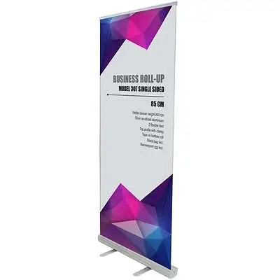 Business Roll-up, enkeltsidet, alu/sølv, 85 cm, inkl. taske og bannerprint