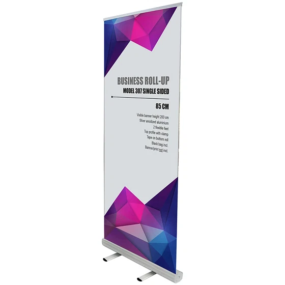 Business Roll-up kassette, enkeltsidet, 85 cm, alu/sølv, inkl. taske
