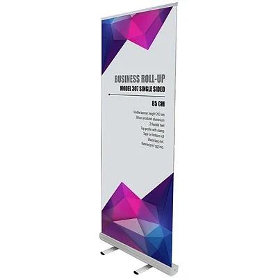Business Roll-up, enkeltsidet inkl. print og taske, alu, 85 cm bred