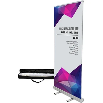 Business Roll-up, enkeltsidet kassette, 85 cm, alu i taske med lynlås på langs