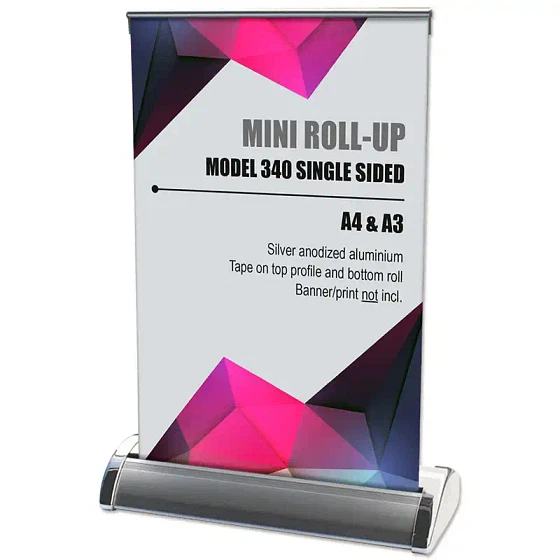 Mini Roll-up, enkeltsidet kassette, sølv