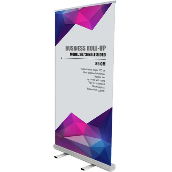 Business Roll-up kassette, enkeltsidet, 100 cm, alu/sølv, inkl. taske