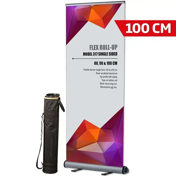 Flex Roll-up enkeltsidet - 100x230 cm - alu - med banner og print