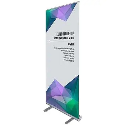 Euro Roll-up, enkeltsidet, alu/sølv, 85 cm, inkl. bannerprint