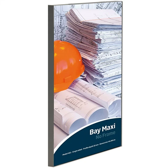 Maxiframe Bay, enkeltsidet bannerramme, 32 mm dyb, 100 x 200 cm