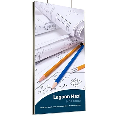 Maxiframe Lagoon, dobbeltsidet bannerramme, 45 mm dyb