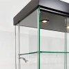Vitrine Glasskab med Lys & Lås - Showcase Frameless Glasmontre, Sort