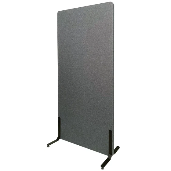 ZONE Hush Wall akustikvæg og rumdeler mørkegrå med stofbeklædning og standardfødder 170 x 80 x 4 cm